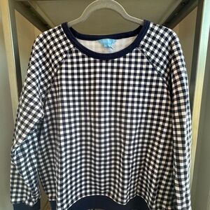 Draper James Navy Gingham Sweatshirt